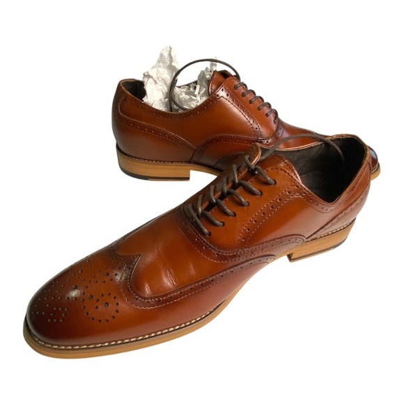 Stacey Adams Classic Brown Leather Oxford Brogues, 8.5 - Picture 2 of 13